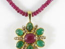 18K Gold 30 Diamond 6 Emerald & Ruby Enhancer With Custom Ruby Necklace product image for Just Stuff I Sell, clear front view, neutral background, original listing photo, optimized descriptive alt text, centered composition variant 4