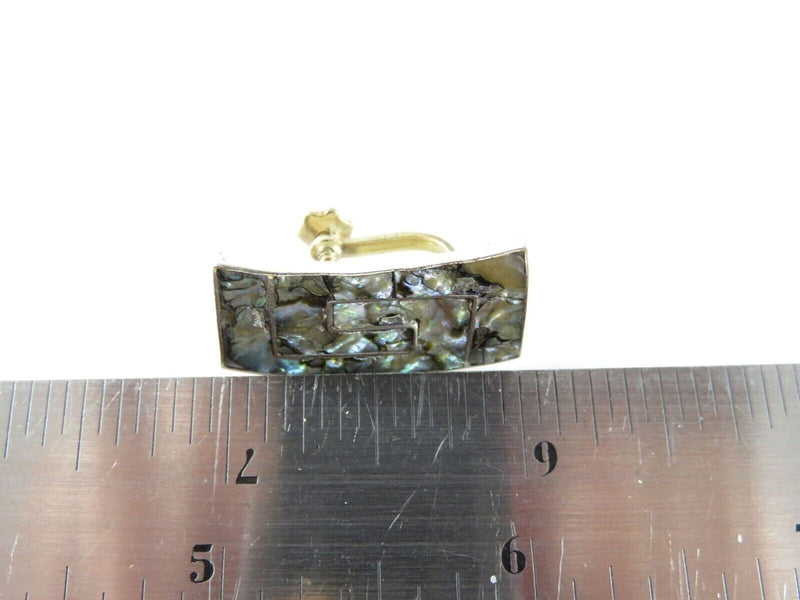 Modernist Mate-less Curved Abalone & Sterling Taxco Mexico Single Screw Back Earring product image for Just Stuff I Sell, clear front view, neutral background, original listing photo, optimized descriptive alt text, centered composition variant 6