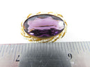 Art Nouveau Style 10K Seed Pearl Wrapped Purple Glass Brooch Pin by Marathon