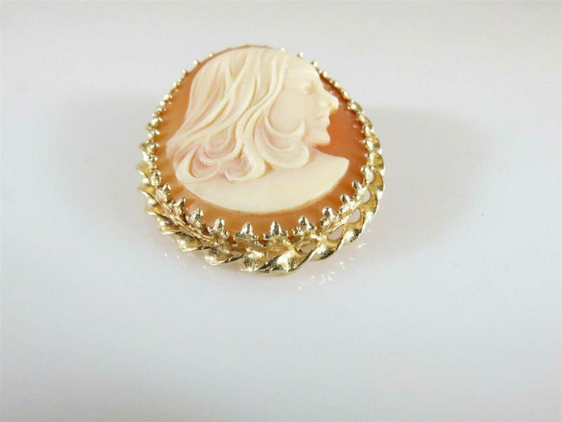 14K Gold Right Facing Portrait Cameo Mid Century Profile 1 7/16" x 1 1/16 7.3 GR product image for Just Stuff I Sell, clear front view, neutral background, original listing photo, optimized descriptive alt text, centered composition variant 2