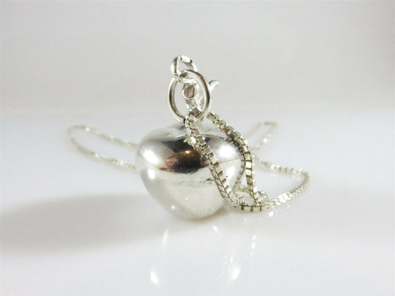 Unusual 3D Apple Pendant with 20" Box Chain Sterling Silver Necklace product image for Just Stuff I Sell, clear front view, neutral background, original listing photo, optimized descriptive alt text, centered composition variant 3