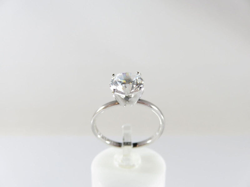 Vintage Designer Solitaire Ring Sterling 8mm Cubic Zirconia Size 7.75 by SETA product image for Just Stuff I Sell, clear front view, neutral background, original listing photo, optimized descriptive alt text, centered composition variant 3