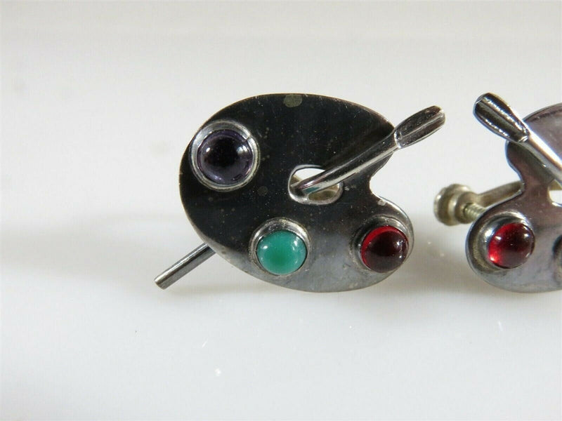 Amethyst & Glass Artist Palette Board Earrings by Artisan Shop Maricela 925 product image for Just Stuff I Sell, clear front view, neutral background, original listing photo, optimized descriptive alt text, centered composition variant 2