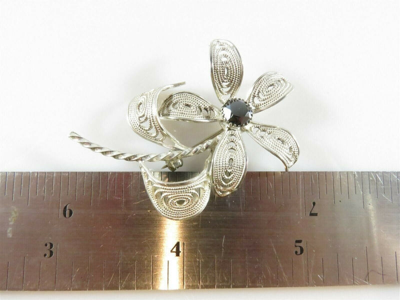 Lovely Sterling Silver Wire Filigree Twisted Wire Brooch Faceted Hematite Stone product image for Just Stuff I Sell, clear front view, neutral background, original listing photo, optimized descriptive alt text, centered composition variant 9