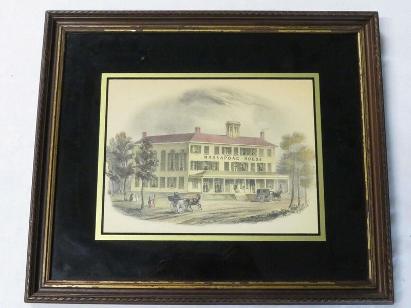 Antique The Massapoag March Massapoag House Opening Eglomise Glass Colored Print product image for Just Stuff I Sell, clear front view, neutral background, original listing photo, optimized descriptive alt text, centered composition variant 2