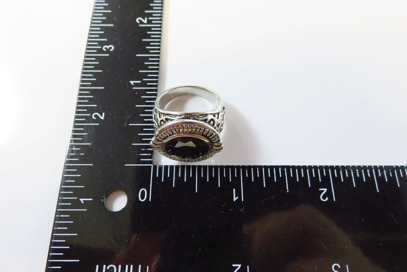 Oval Ribbed Blackened Silver Metal Ring Oval Faceted Black Glass Size 6.5 product image for Just Stuff I Sell, clear front view, neutral background, original listing photo, optimized descriptive alt text, centered composition variant 7