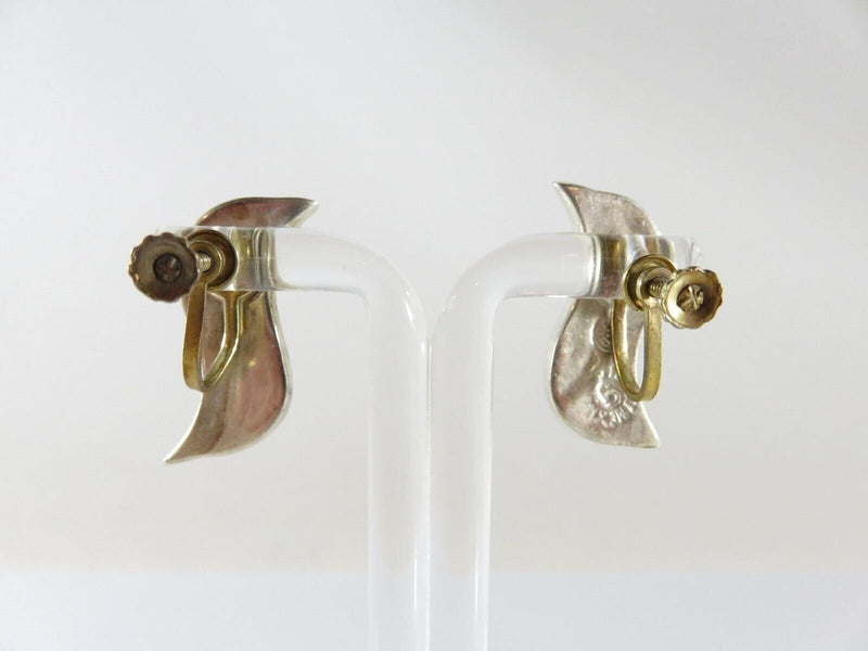 Vintage Modernist Wavy Abalone & Sterling G Taxco Mexico Silver Screw Back Earrings product image for Just Stuff I Sell, clear front view, neutral background, original listing photo, optimized descriptive alt text, centered composition variant 4
