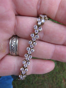 Stylish Gold Washed Sterling Silver 7 1/4" Long Faceted Pink Glass Link Bracelet product image for Just Stuff I Sell, clear front view, neutral background, original listing photo, optimized descriptive alt text, centered composition variant 10