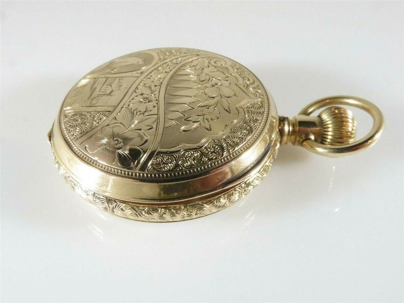 14K Gold 1888 Victorian Size 6S Hampden Hunter Cased Pocket Watch product image for Just Stuff I Sell, clear front view, neutral background, original listing photo, optimized descriptive alt text, centered composition variant 10