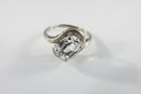 Vintage 10K White Gold Lab Created Quartz Bypass Ring Size 5.5 S-F Inc