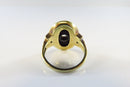 Art Deco 14K Gold Onyx Plaque Ring w/ Diamonds Onyx Size 4