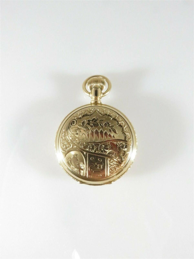 14K Gold 1888 Victorian Size 6S Hampden Hunter Cased Pocket Watch product image for Just Stuff I Sell, clear front view, neutral background, original listing photo, optimized descriptive alt text, centered composition