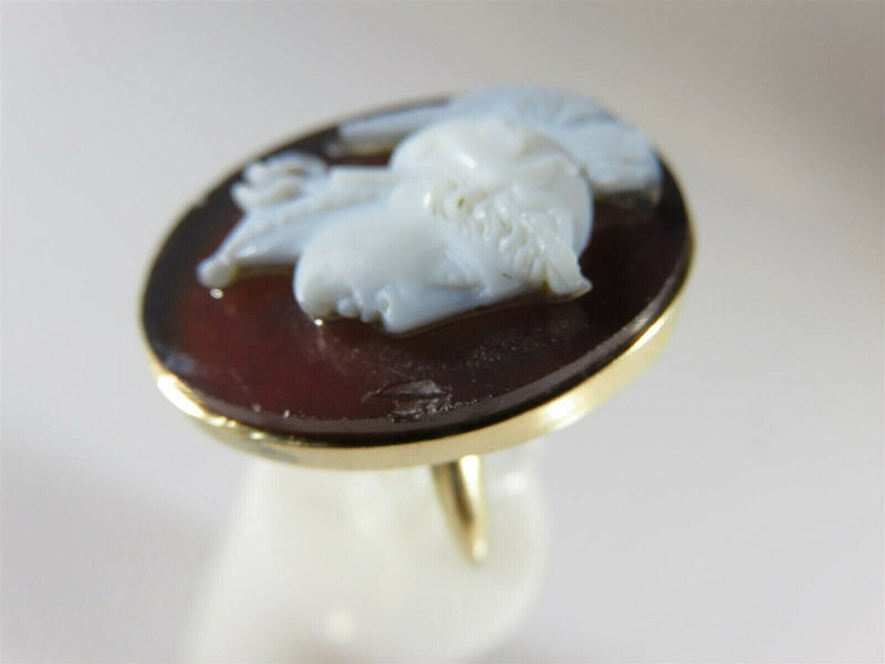 Victorian Era 14K Gold High Relief Carved Hardstone Roman Soldier Ring Size 7 product image for Just Stuff I Sell, clear front view, neutral background, original listing photo, optimized descriptive alt text, centered composition variant 6