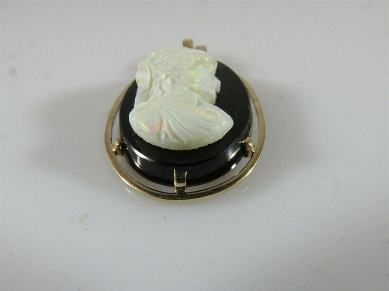 14K Yellow Gold Carved Opal Right Facing Cameo Onyx Pendant product image for Just Stuff I Sell, clear front view, neutral background, original listing photo, optimized descriptive alt text, centered composition variant 2