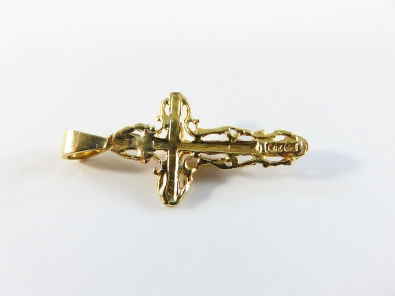 10K Gold Crucifix Pendant 1 3/8" High Etched Christian Cross product image for Just Stuff I Sell, clear front view, neutral background, original listing photo, optimized descriptive alt text, centered composition variant 5