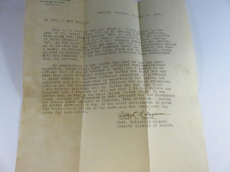 1920 Signed Albert G Ingram Asst Solicitor General WW1 Related Letter product image for Just Stuff I Sell, clear front view, neutral background, original listing photo, optimized descriptive alt text, centered composition variant 4