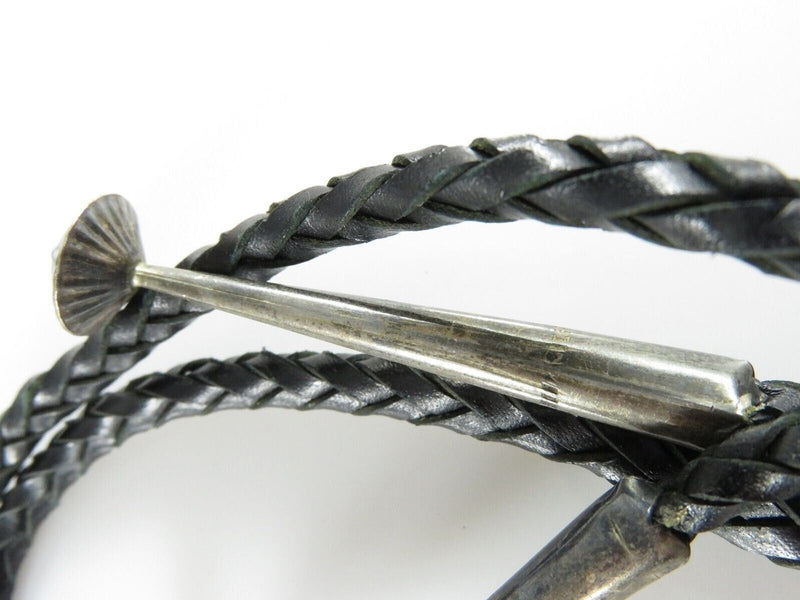 Circa 1960 Zuni Apache Ghan Crown Dancer Inlaid Sterling Silver Bolo Tie Bennett product image for Just Stuff I Sell, clear front view, neutral background, original listing photo, optimized descriptive alt text, centered composition variant 4