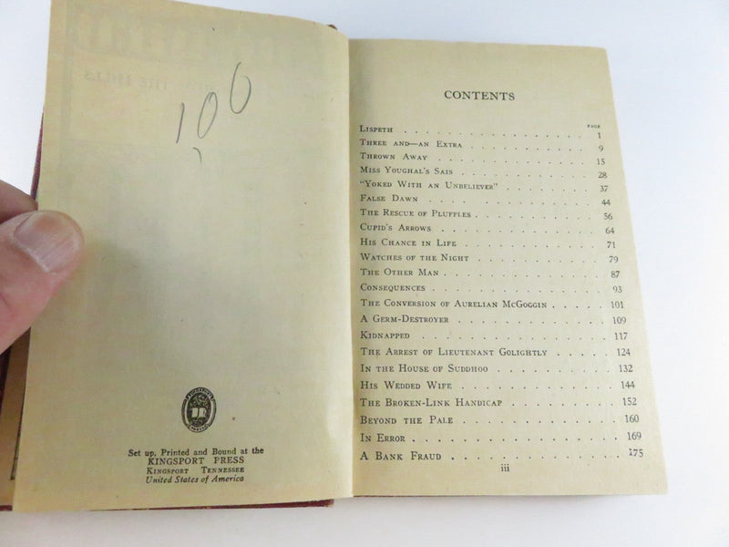 Plain Tales from the Hills Rudyard Kipling Reader’s Library J.H. Sears Early 20th Century product image for Just Stuff I Sell, clear front view, neutral background, original listing photo, optimized descriptive alt text, centered composition variant 9