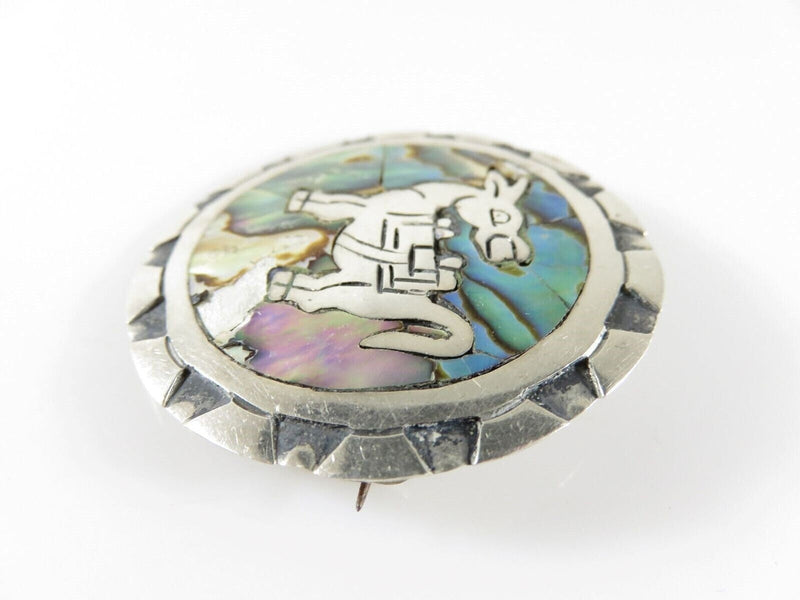 Vintage 925 Fancy Pack Mule Brooch Abalone Inlay Taxco FCA Eagle 3 Pendant product image for Just Stuff I Sell, clear front view, neutral background, original listing photo, optimized descriptive alt text, centered composition variant 5