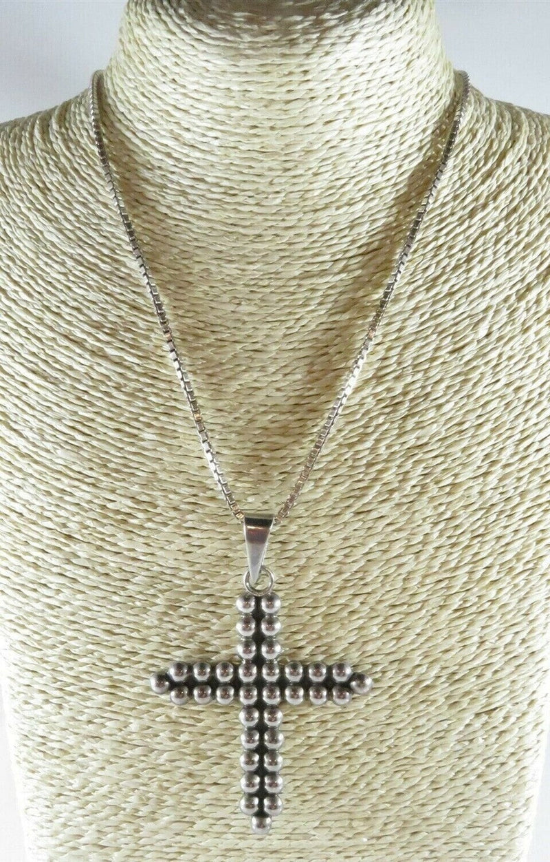 Vintage Beaded Cross 3" x 2" with 24" Box Chain House of Bangles Sterling product image for Just Stuff I Sell, clear front view, neutral background, original listing photo, optimized descriptive alt text, centered composition variant 11