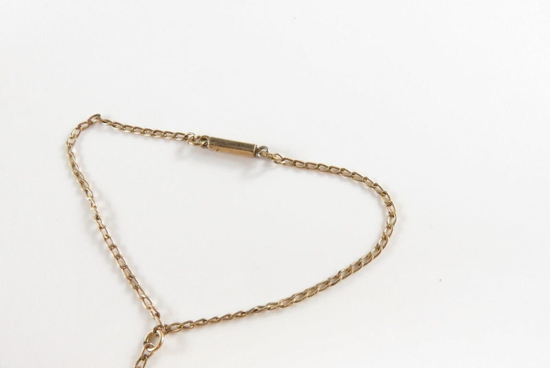 Victorian Child Hand Chain 9K Ring Turquoise Seed Pearl Gold-Filled Bracelet