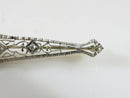 Art Deco White Gold Diamond Filigree Bar Brooch 14K – Antique Pin