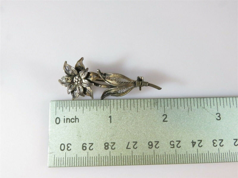 Lovely Delicate Filigree Floral Pin 900 Silver Hallmarked product image for Just Stuff I Sell, clear front view, neutral background, original listing photo, optimized descriptive alt text, centered composition variant 11