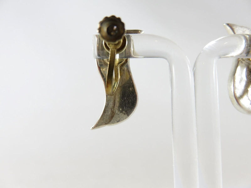 Vintage Modernist Wavy Abalone & Sterling G Taxco Mexico Silver Screw Back Earrings product image for Just Stuff I Sell, clear front view, neutral background, original listing photo, optimized descriptive alt text, centered composition variant 5