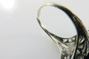 Art Deco 14K White Gold Onyx Plaque Eastern Star Filigree Ring Size 4