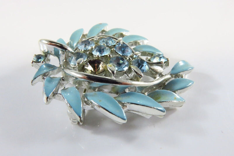 Lisner Blue Paste Blue Enamel White Metal Brooch for Restoration product image for Just Stuff I Sell, clear front view, neutral background, original listing photo, optimized descriptive alt text, centered composition variant 4