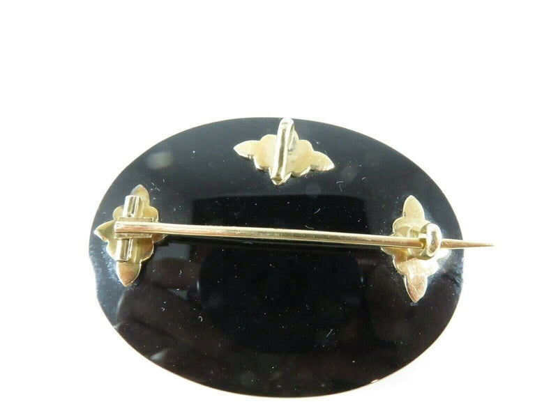 14K Rosey Gold and Polished Jet Hair Mourning Brooch for Restoration product image for Just Stuff I Sell, clear front view, neutral background, original listing photo, optimized descriptive alt text, centered composition variant 6