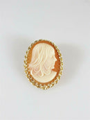 14K Gold Right Facing Portrait Cameo Mid Century Profile 1 7/16" x 1 1/16 7.3 GR product image for Just Stuff I Sell, clear front view, neutral background, original listing photo, optimized descriptive alt text, centered composition