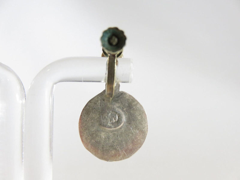 Figural Palm Leaf Disc Abalone & Sterling Taxco Mexico VKE Silver Screw Back Earrings product image for Just Stuff I Sell, clear front view, neutral background, original listing photo, optimized descriptive alt text, centered composition variant 7