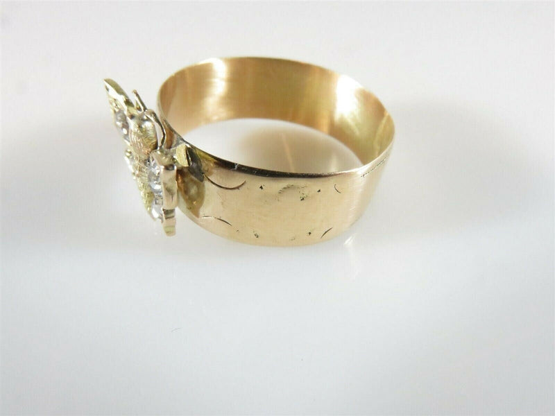 Outstanding Antique 14K Gold Diamond Figural Butterfly Ring Cigar Band Rose OMC product image for Just Stuff I Sell, clear front view, neutral background, original listing photo, optimized descriptive alt text, centered composition variant 8