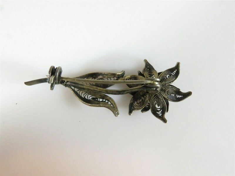 Lovely Delicate Filigree Floral Pin 900 Silver Hallmarked product image for Just Stuff I Sell, clear front view, neutral background, original listing photo, optimized descriptive alt text, centered composition variant 7