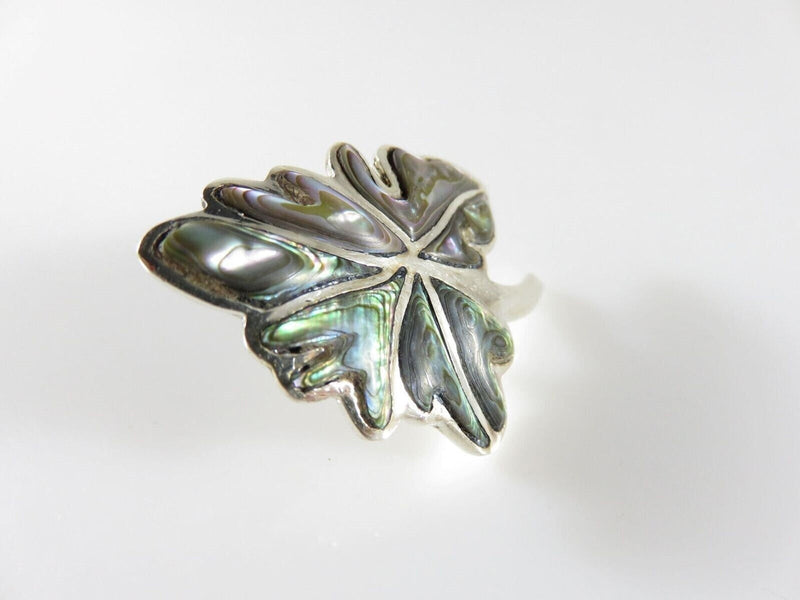 Vintage Unmatched Large Maple Leaf Abalone & Sterling Mexico Single Silver Earring product image for Just Stuff I Sell, clear front view, neutral background, original listing photo, optimized descriptive alt text, centered composition variant 3
