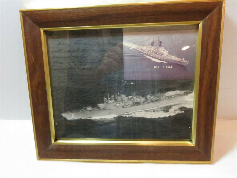 USS Biddle 8x10 Framed Photograph With Note on Change of Command Ceremony product image for Just Stuff I Sell, clear front view, neutral background, original listing photo, optimized descriptive alt text, centered composition