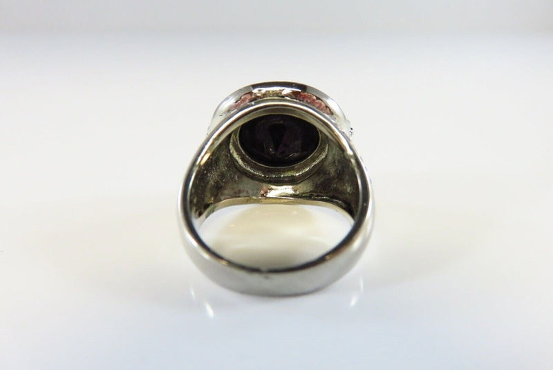Oval Ribbed Blackened Silver Metal Ring Oval Faceted Black Glass Size 6.5 product image for Just Stuff I Sell, clear front view, neutral background, original listing photo, optimized descriptive alt text, centered composition variant 3