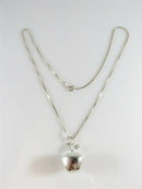 Unusual 3D Apple Pendant with 20" Box Chain Sterling Silver Necklace product image for Just Stuff I Sell, clear front view, neutral background, original listing photo, optimized descriptive alt text, centered composition variant 2
