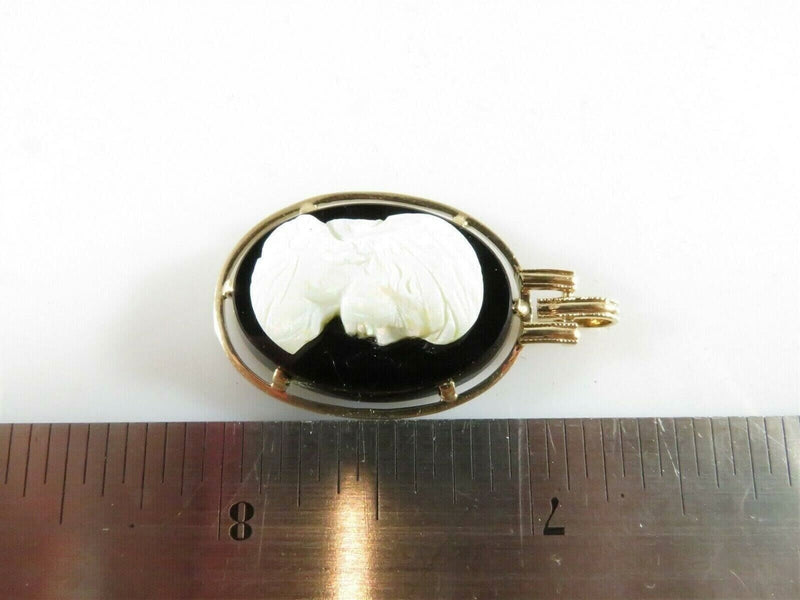 14K Yellow Gold Carved Opal Right Facing Cameo Onyx Pendant product image for Just Stuff I Sell, clear front view, neutral background, original listing photo, optimized descriptive alt text, centered composition variant 10