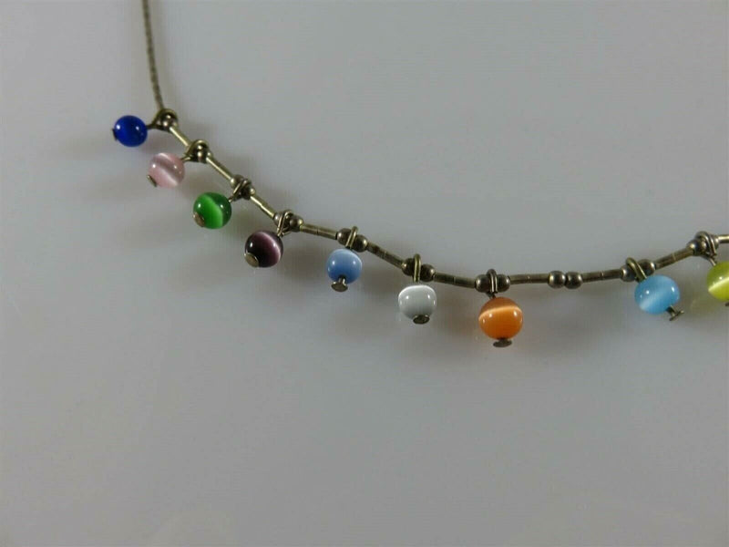 16" TL Sterling Silver Boho Bead & Multicolored Ball Enhancer Necklace product image for Just Stuff I Sell, clear front view, neutral background, original listing photo, optimized descriptive alt text, centered composition variant 7