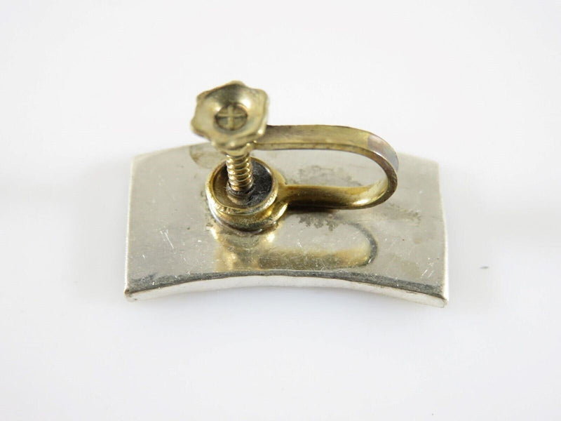 Modernist Mate-less Curved Abalone & Sterling Taxco Mexico Single Screw Back Earring product image for Just Stuff I Sell, clear front view, neutral background, original listing photo, optimized descriptive alt text, centered composition variant 5