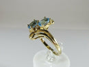 14K Yellow Gold Ring Size 6 3/4 with a Pair 6mm x 4mm Oval Cut Blue Topaz product image for Just Stuff I Sell, clear front view, neutral background, original listing photo, optimized descriptive alt text, centered composition variant 3