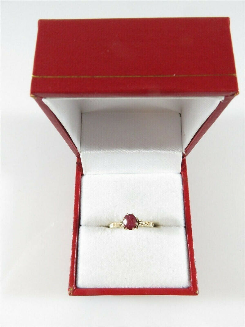 Victorian 14K Gold Ruby Engagement Ring Antique c.1887 Size 4.25 