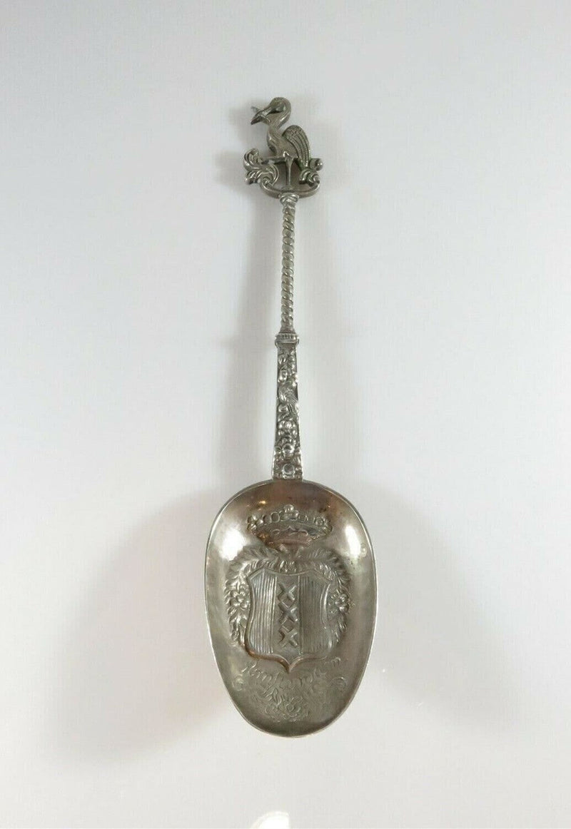 Antique Dutch Silver Decorative Spoon with Bird Finial Amsterdam Coat of Arms product image for Just Stuff I Sell, clear front view, neutral background, original listing photo, optimized descriptive alt text, centered composition variant 3
