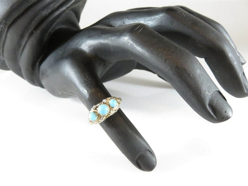 Antique 14K Yellow White Filigree Turquoise Diamond Art Nouveau Ring Size 4.75 product image for Just Stuff I Sell, clear front view, neutral background, original listing photo, optimized descriptive alt text, centered composition variant 7
