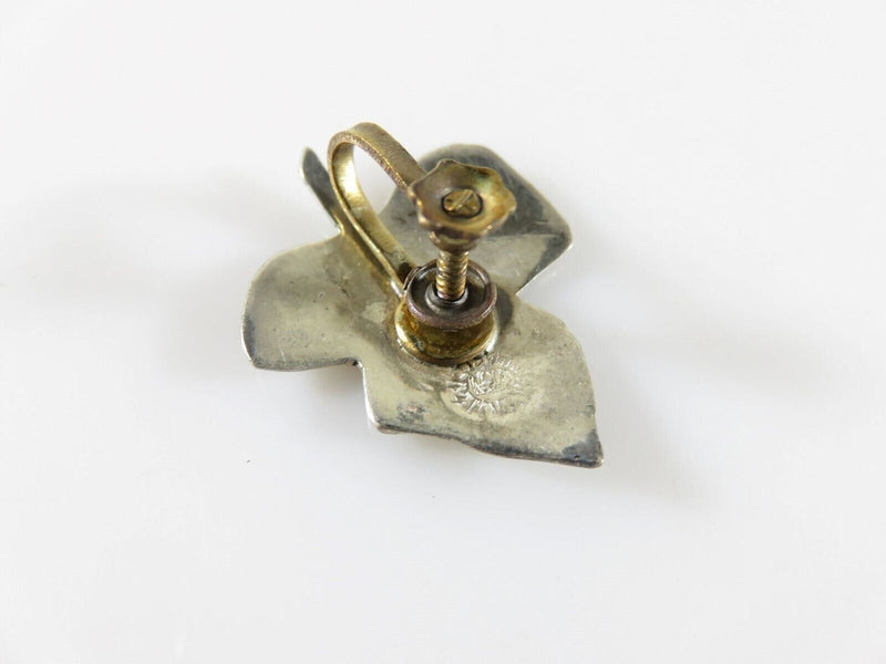 Vintage Unmatched Small Abalone Inlaid Maple Leaf sterling Taxco Single Silver Earring product image for Just Stuff I Sell, clear front view, neutral background, original listing photo, optimized descriptive alt text, centered composition variant 4