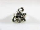Silver Tone Artisan Signed Biker Skull Ring Size 6.75 Unisex Snake Skull Ring product image for Just Stuff I Sell, clear front view, neutral background, original listing photo, optimized descriptive alt text, centered composition