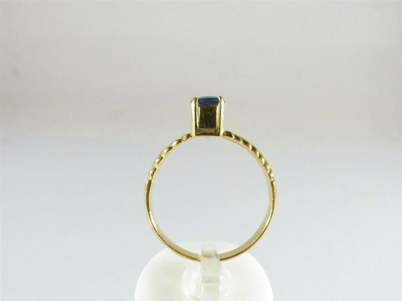 20K Gold .75 Carat Round Cut Natural Blue Sapphire Solitaire Ring Size 9.75