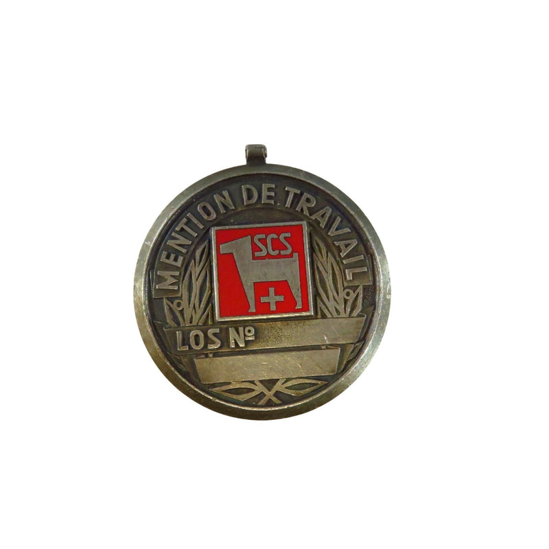 Swiss SCS Mention De Travail Dog Medal By Paul Kramer Neuchatel Silver Tone Red Enamel Round 1 3/4" — Silver, Enamel — front